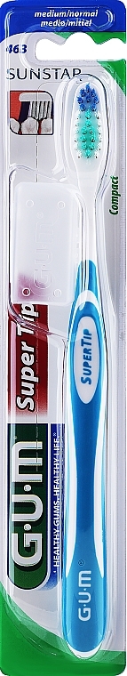Зубная щетка средней жесткости, синяя - G.U.M Super Tip Medium Toothbrush  — фото N1