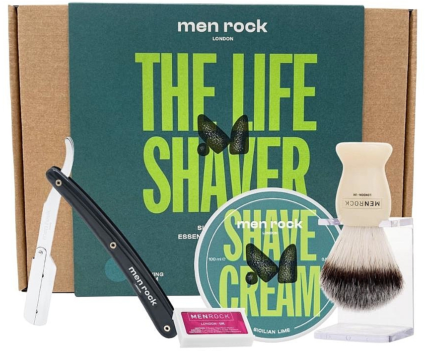 Набір, 5 продуктів - Men Rock Ultimate Cut Throat Razor Shaving Gift Set Sicilian Lime — фото N1