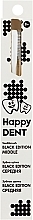Зубная щетка средней жесткости в картонной упаковке, бело-черная - Happy Dent — фото N2