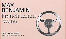 Парфумерія, косметика Набір - Max Benjamin Car Fragrance French Linen Gift Set (dispenser + refill/4pcs)
