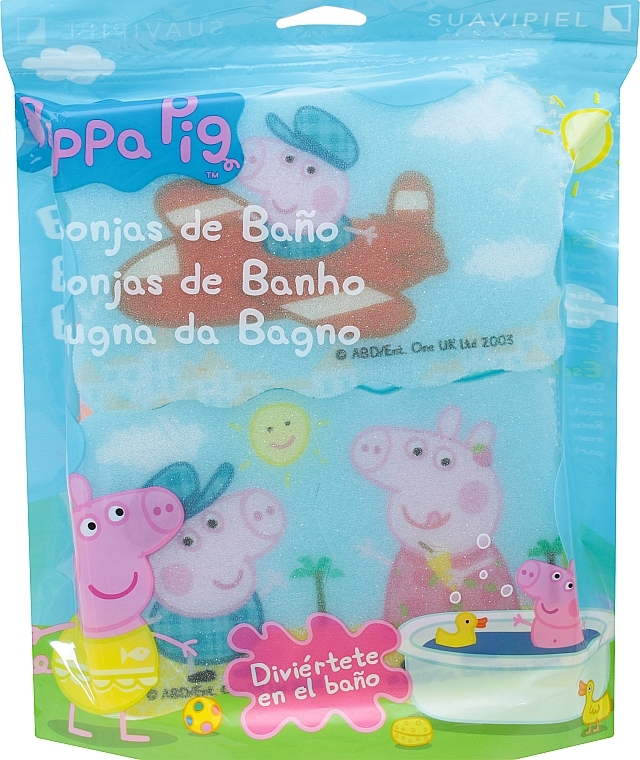 Набір мочалок "Свинка Пеппа" 3 шт., авіаподорож, рожеві - Suavipiel Peppa Pig Bath Sponge — фото N1