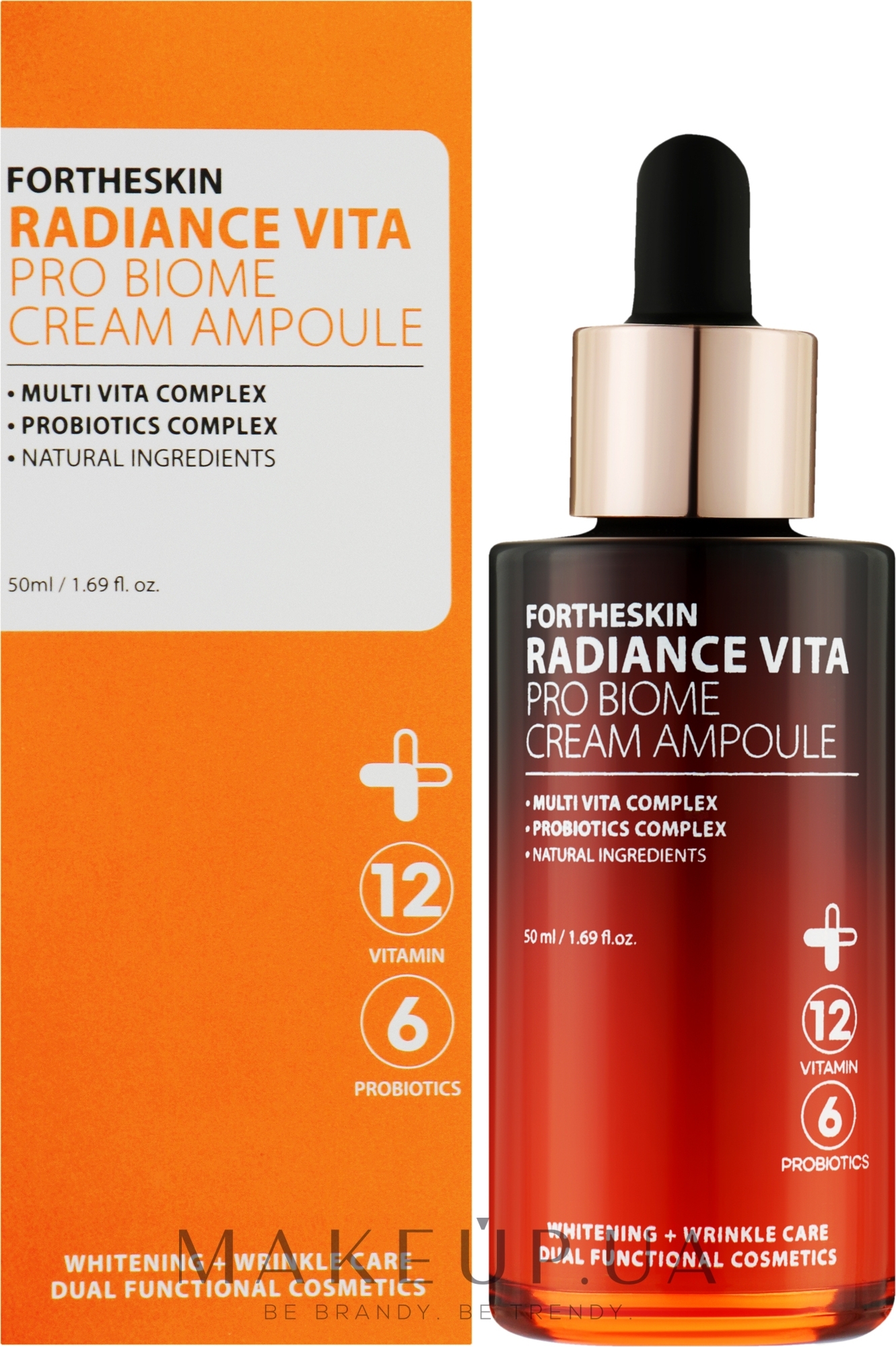 Крем-сироватка для обличчя з ефектом ліфтингу - Fortheskin Radiance Vita Pro Biome Cream Ampoule — фото 50ml