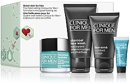 Духи, Парфюмерия, косметика Набор - Clinique Great Skin For Him Set (gel/50ml + f/wash/50ml + f/scr/30ml + eye/conc/5ml)