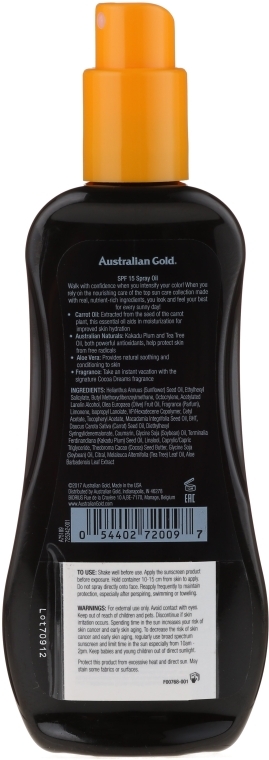 Солнцезащитный спрей - Australian Gold Tea Tree&Carrot Oils Spray SPF15 — фото N2