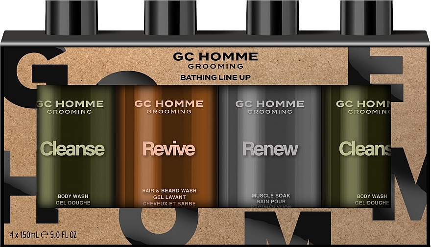 Набір - Grace Cole GC Homme Grooming Bathing Line Up (b/wash/2x150ml + h/wash/150ml + muscle/soak/150ml) — фото N1