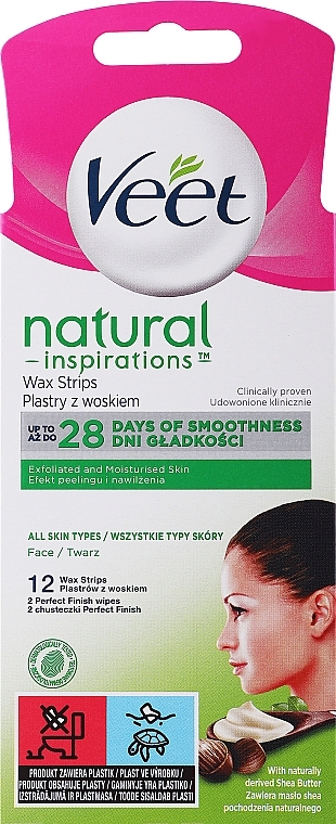 Полоски восковые для лица с маслом Ши - Veet Natural Inspirations Wax Strips — фото N1