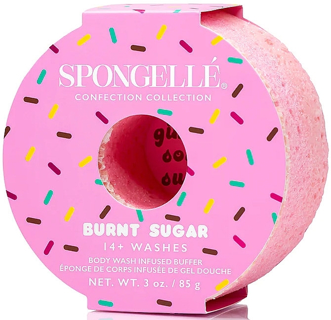 Пінна багаторазова губка для душу - Spongelle Confection Body Wash Infused Buffer Burnt Sugar — фото N1