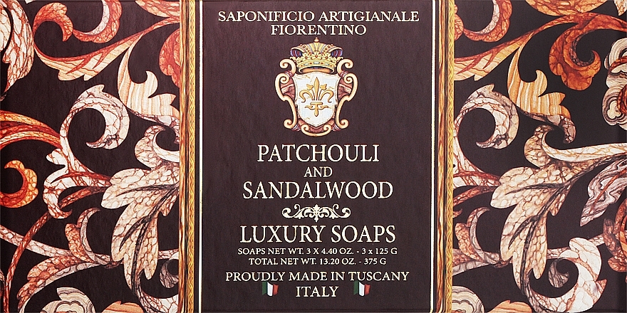 Набір мила "Пачулі й сандалове дерево" - Saponificio Artigianale Fiorentino Patchoul And Sandalwood (soap/3x125g) — фото N1