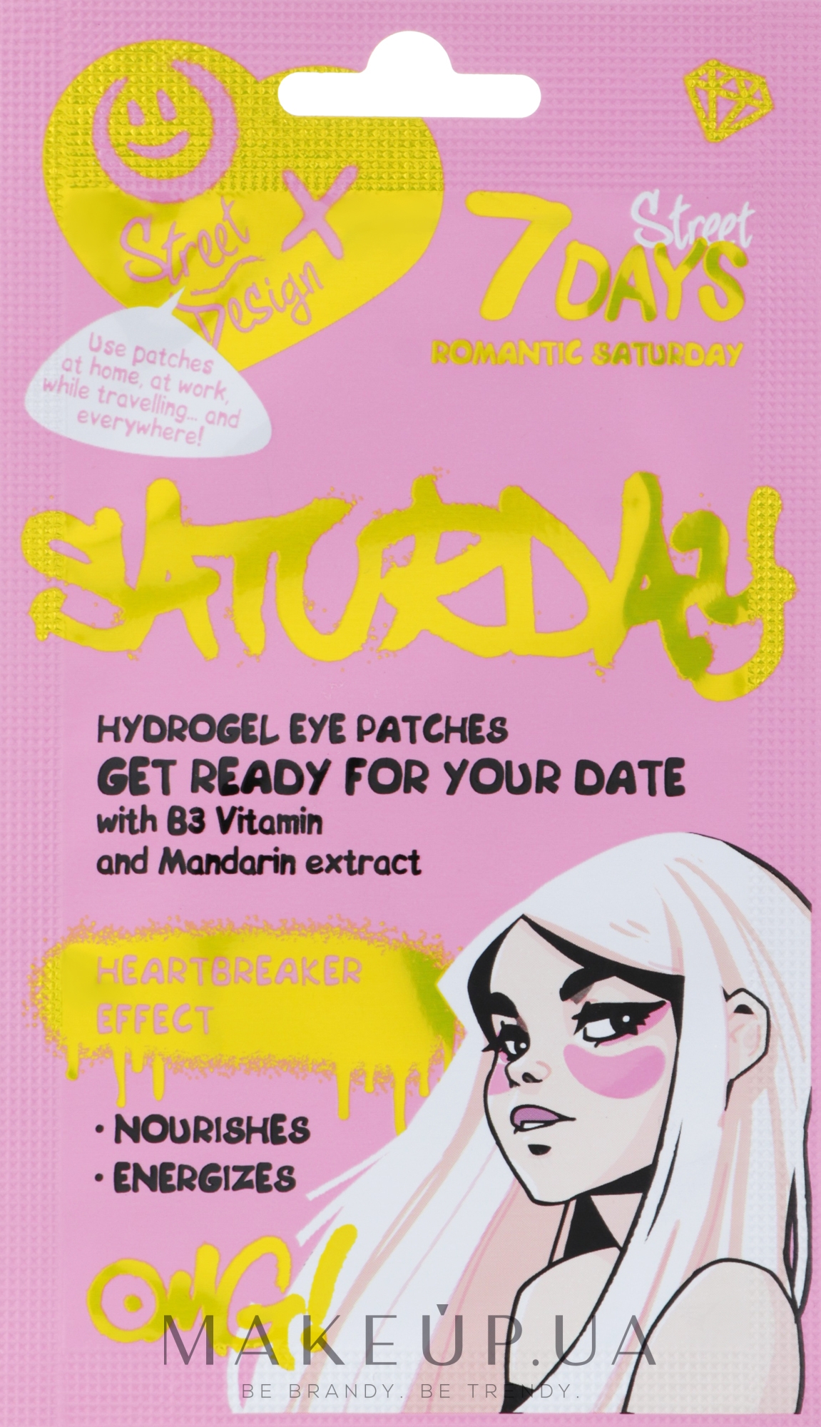 Гідрогелеві патчі для очей "Романтична субота" з вітаміном В3 й екстрактом мандарини - 7 Days Hydrogel Eye Patches — фото 2.5g