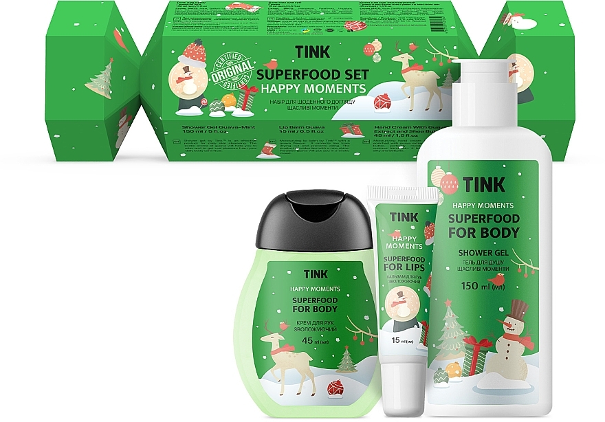Подарунковий набір - Tink Superfood Set Happy Moments (sh/gel/150ml + lip/balm/15ml + hand/cr/45ml) — фото N2