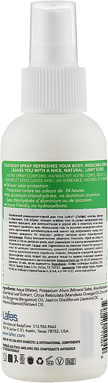 Натуральный освежающий дезодорант-спрей для тела "Цитрус и Бергамот" - Lafe's Refreshing Body Spray Active Citrus & Bergamot — фото N2
