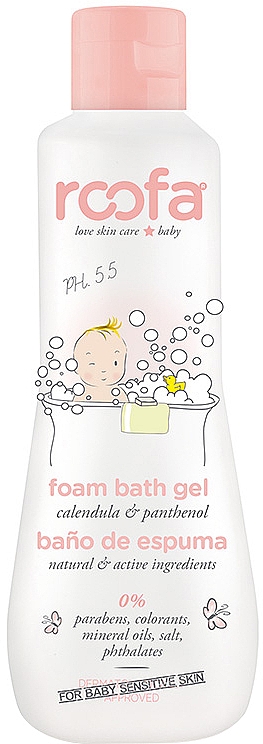 Гель-пінка для ванни з календулою та пентенолом для чутливої шкіри - Roofa Foam Bath Gel — фото N1