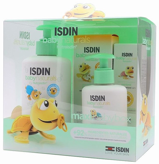 Набір - Isdin Baby Naturals Maxi Set (b/sh/gel/400ml + b/b/lot/200ml + b/f/balm/15ml + b/b/gel/100ml) — фото N1