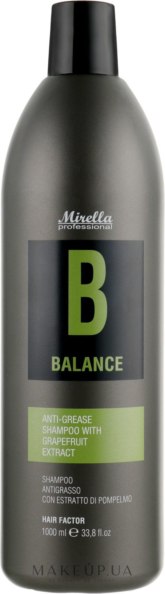 Шампунь для волосся, схильного до жирності, з екстрактом грейпфрута - Mirella Hair Factor Balance Shampoo — фото 1000ml