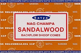 Сланкі димні пахощі конуси "Сандал" - Satya Sandalwood Backflow Dhoop Cones — фото N1