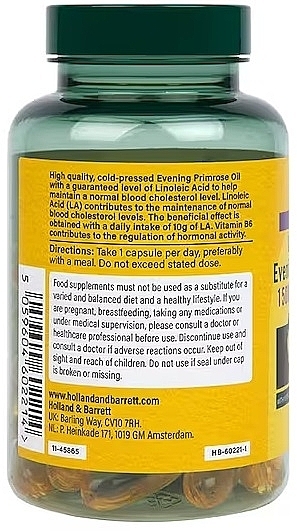 Харчова добавка "Примула вечірня", 1500 мг - Holland & Barrett High Strength Cold Pressed Evening Primrose Oil 1500mg — фото N3