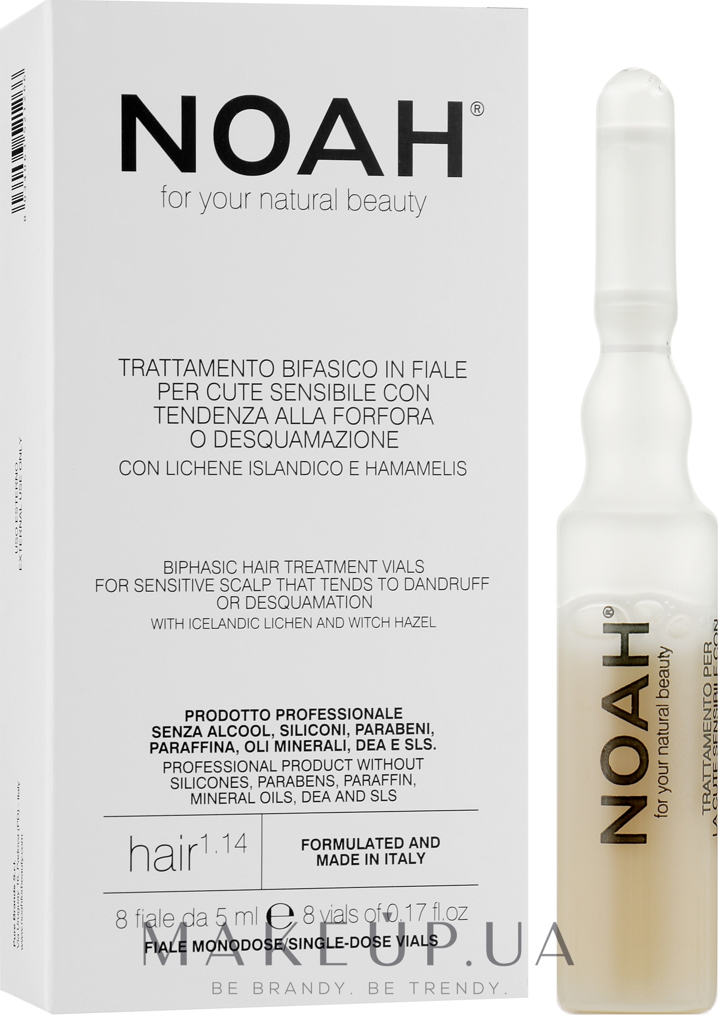 Двухфазная сыворотка для лечения волос для чувствительной, склонной к шелушению кожи - Noah Bifasic Hair Treatment Vials for Sensitive Scalp — фото 8x5ml