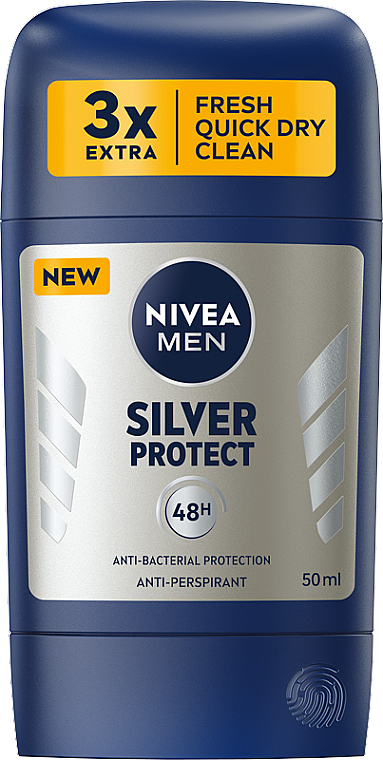 Дезодорант-стик антиперспирант "Серебряная защита" для мужчин - NIVEA MEN Silver Protect 48H Antiperspirant Stick — фото N1