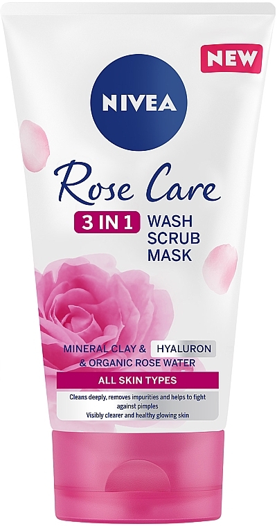 Гель, скраб і маска 3в1 - NIVEA Rose Care 3in1 Wash Scrub Mask