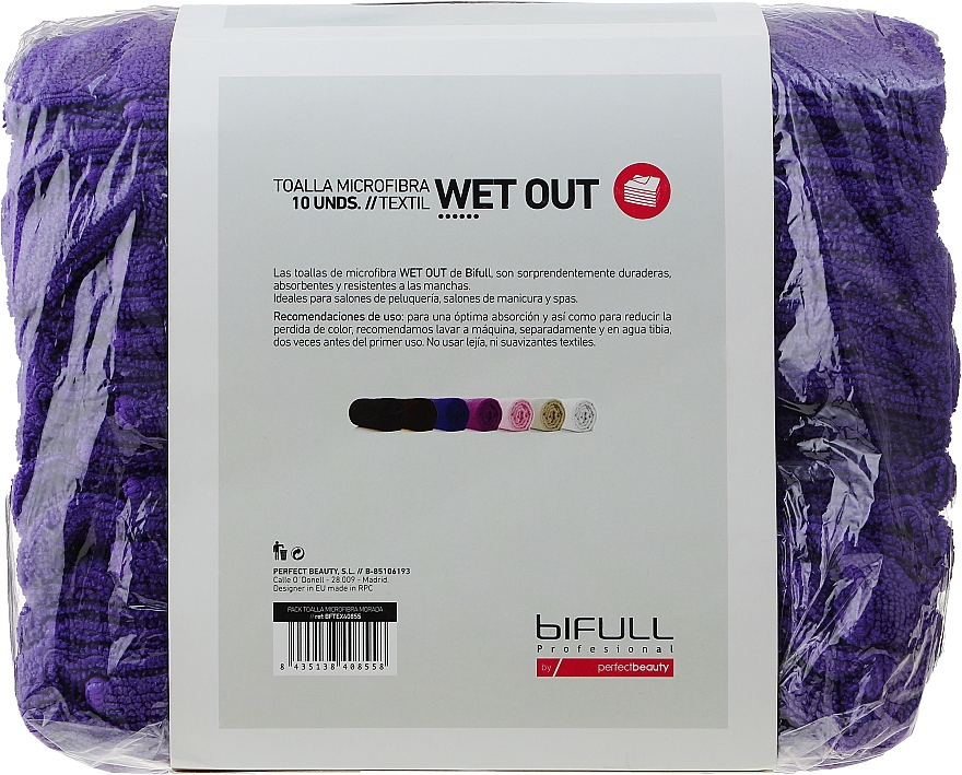 Рушник з мікрофібри, фіолетовий, 10 шт. - Bifull Professional Textil Toalla Microfibra Wet Out Violet — фото N2