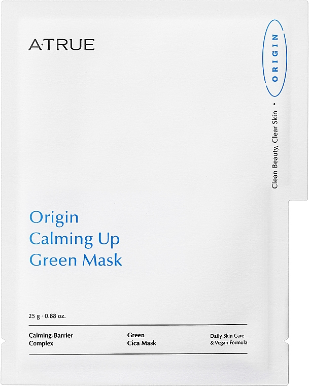 ПОДАРУНОК! Заспокійлива маска з екстрактом центели і гіалуроновою кислотою - A-True Origin Calming Up Green Mask — фото N1