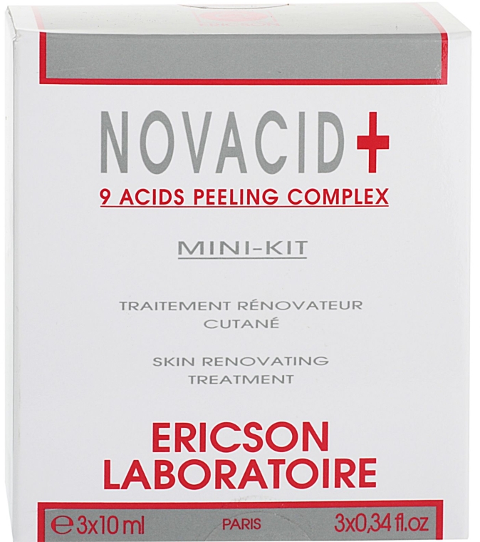 Набор для пилинга лица - Ericson Laboratoire Novacid+ Mini Kit (scrb/10ml + serum/10ml + cream/10ml)