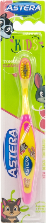 Зубна щетка "Kids", жовто-рожева - Astera Extra Soft — фото N3