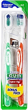 Парфумерія, косметика Зубна щітка середньої жорсткості, червона/зелена - G.U.M Super Tip Medium Duo Pack Toothbrush