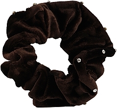 Парфумерія, косметика Резинка для волосся з камінчиками, Pf-158, темно-коричнева - Puffic Fashion
