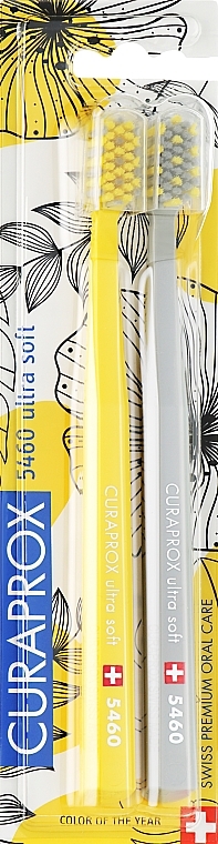 Набор зубных щеток, CS 5460 Ultra Soft «Color of the year», желтая, серая - Curaprox — фото N1
