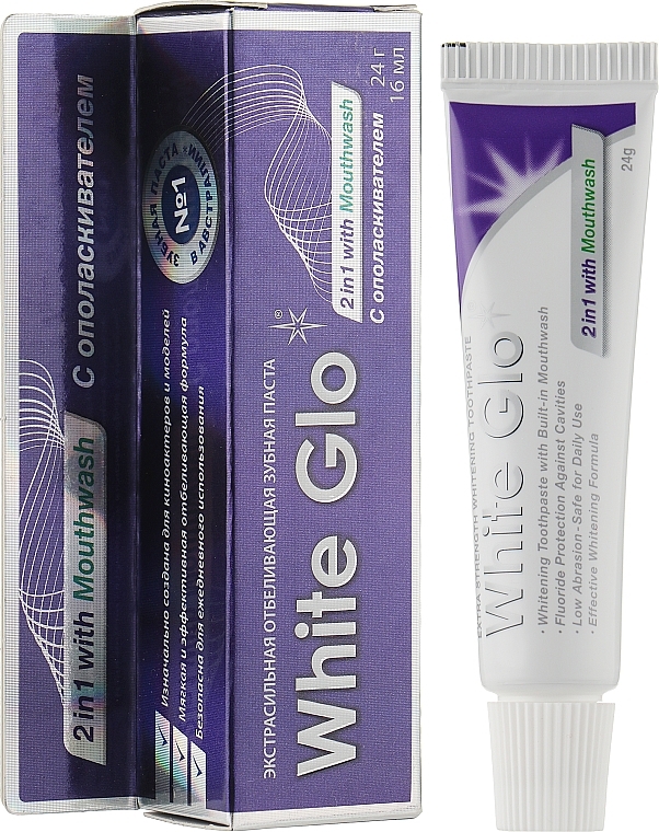 УЦЕНКА Отбеливающая зубная паста 2в1 - White Glo 2 In 1 With Mouthwash * — фото N1