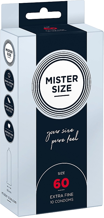 Презервативи латексні, розмір 60, 10 шт. - Mister Size Extra Fine Condoms — фото N1
