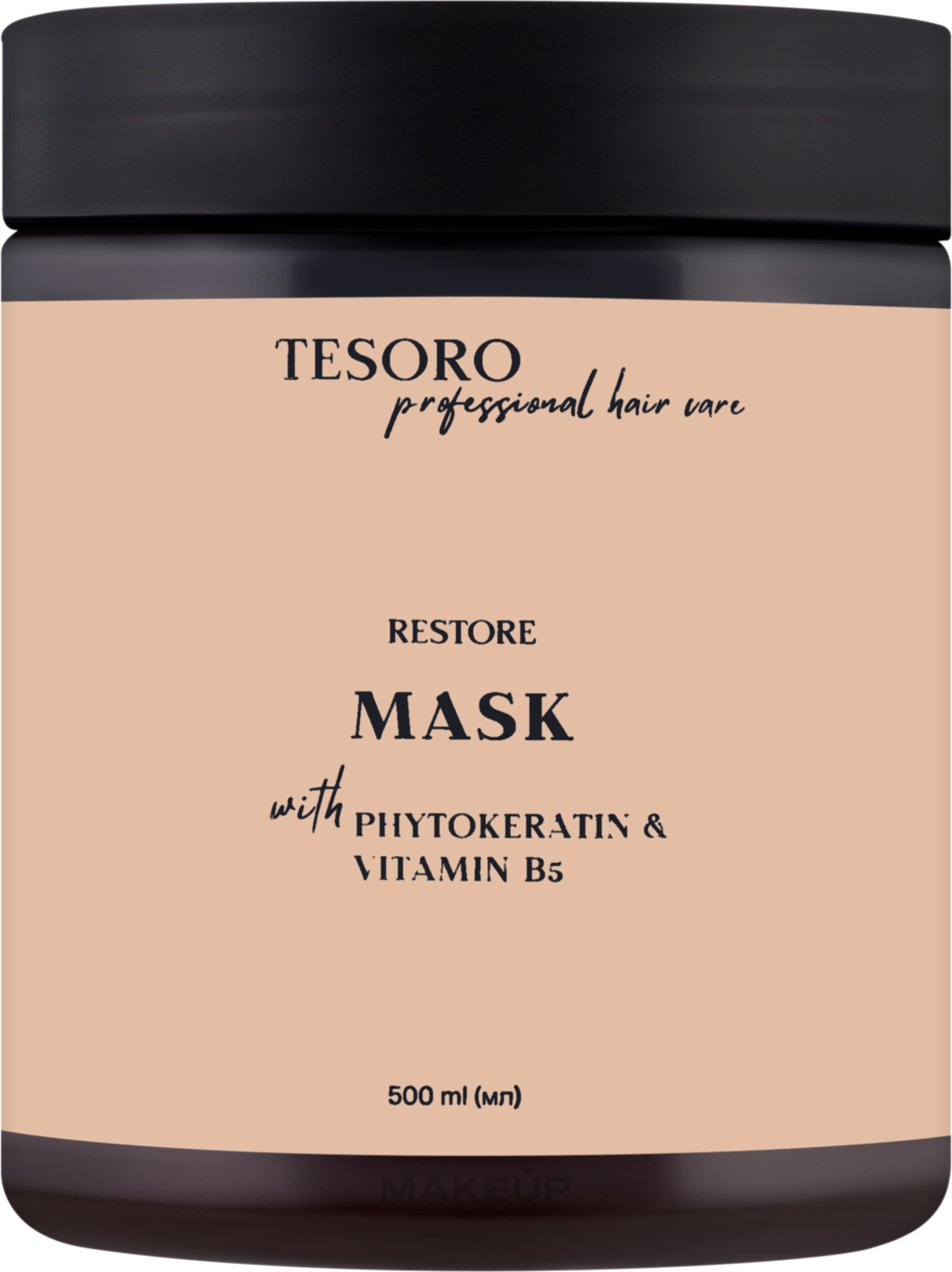 Маска для волос с фитокератином, витамином B5 и экстрактом каштана - Moli Cosmetics Tesoro — фото 500ml
