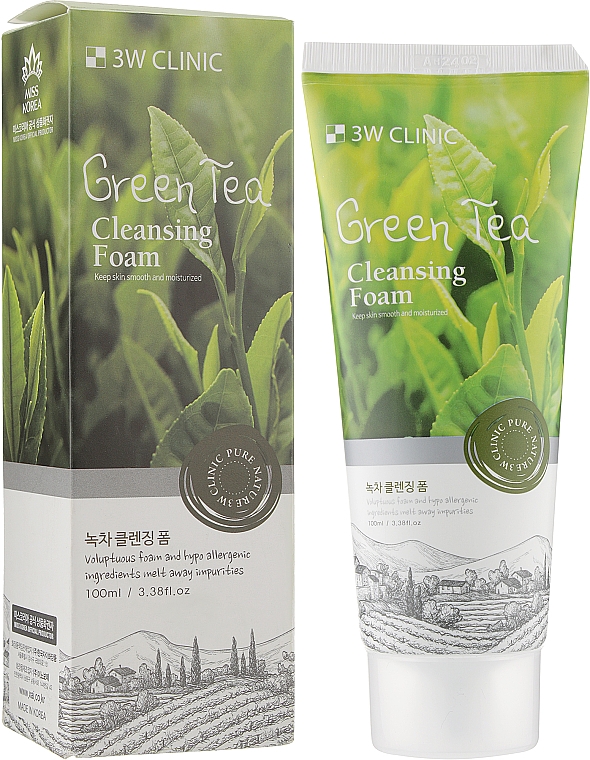 Пінка для вмивання з екстрактом зеленого чаю - 3w Clinic Green Tea Cleansing Foam — фото N2