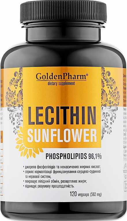 Дієтична добавка "Лецитин соняшниковий 562 мг", 120 капсул - ФітоБіоТехнології Golden Pharm — фото N1