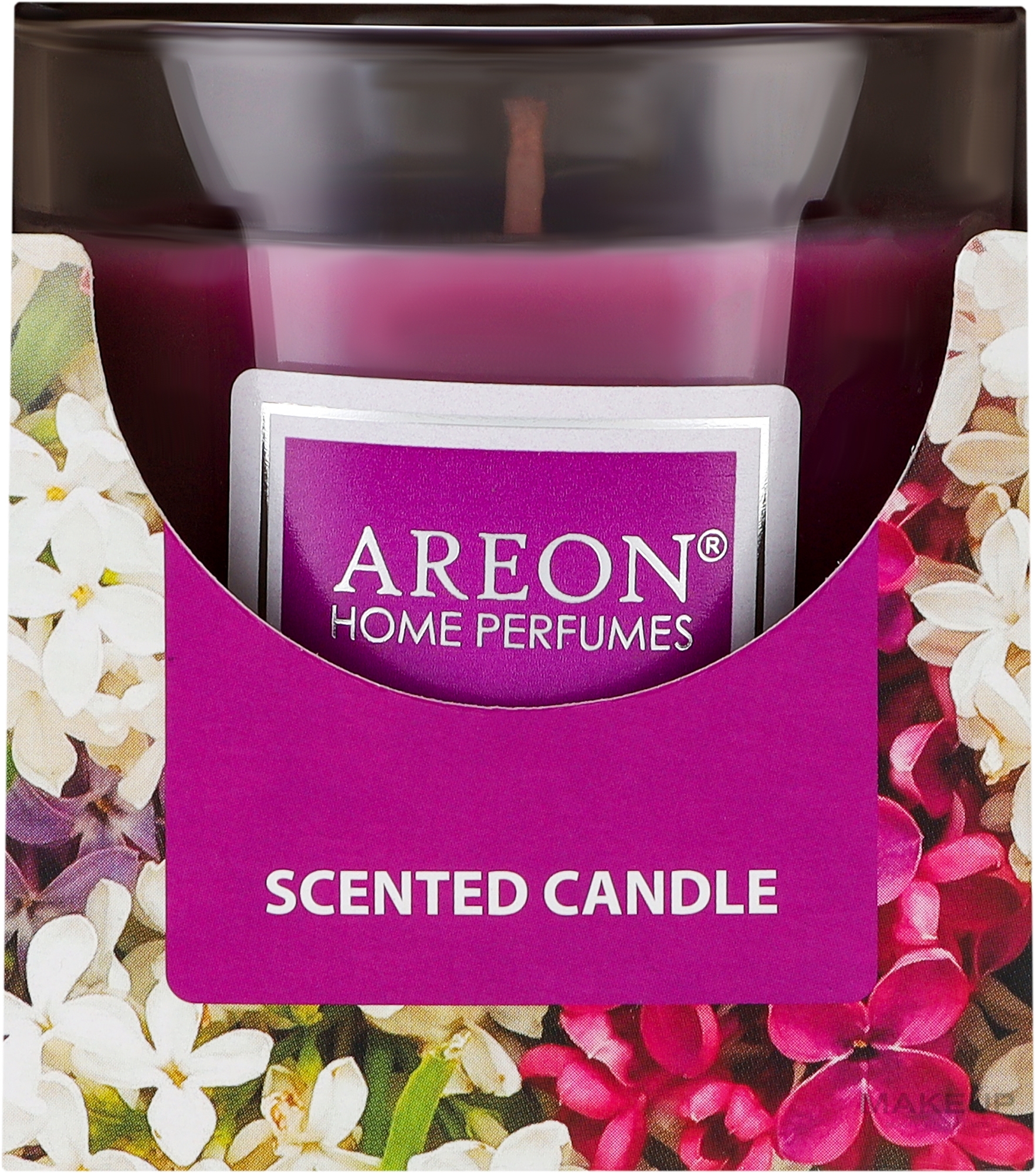 Ароматическая свеча в стакане "Сирень" - Areon Home Perfumes Lilac Scented Candle — фото 120g