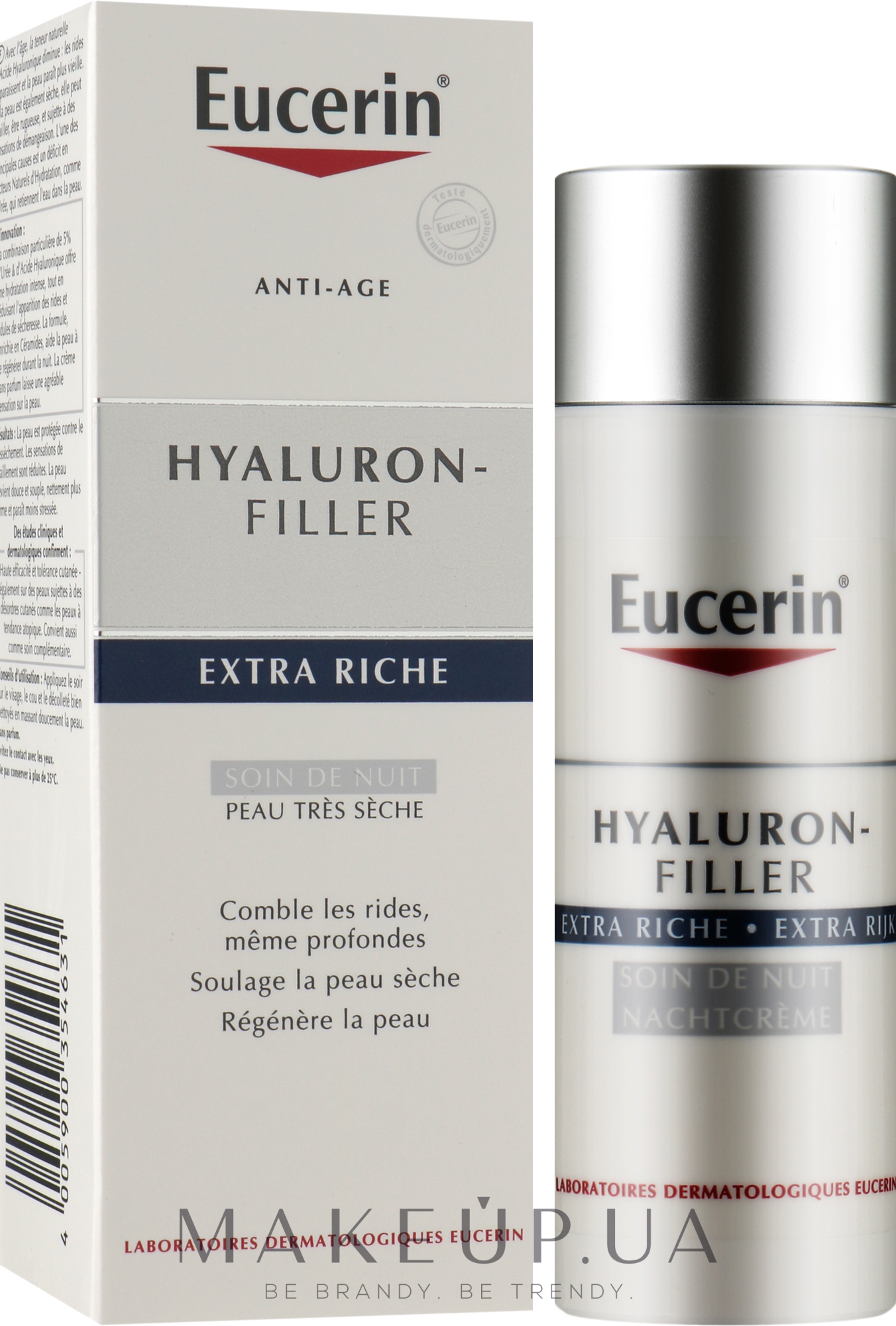 Нічний крем для дуже сухої шкіри обличчя - Eucerin Hyaluron-Filler Extra Riche Night Cream — фото 50ml