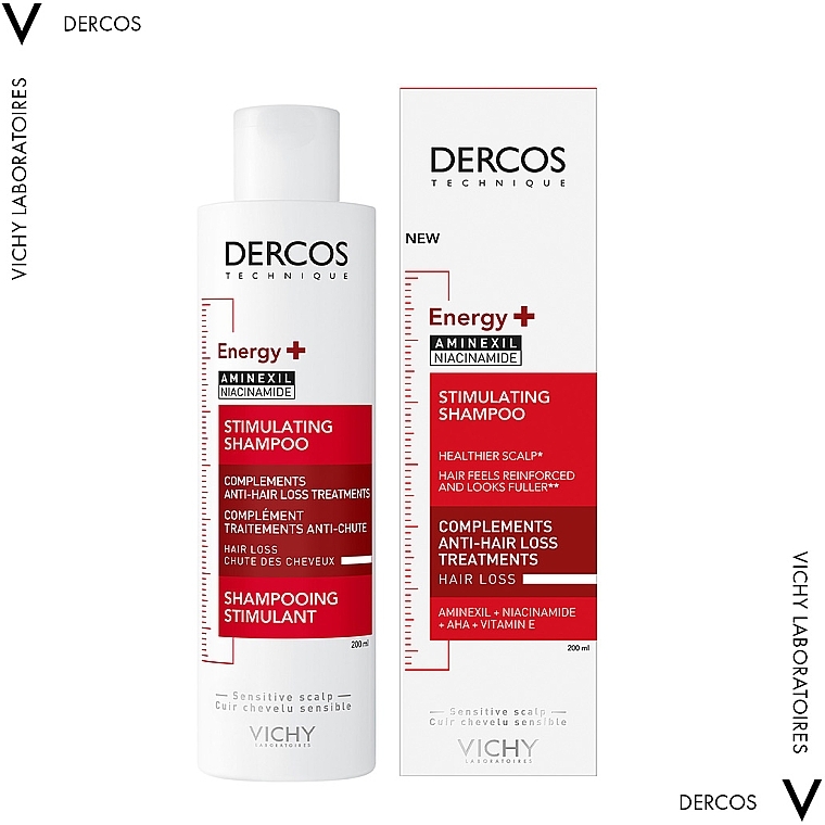 УЦЕНКА Тонизирующий шампунь для борьбы с выпадением волос - Vichy Dercos Energy+ Stimulating Shampoo * — фото N2