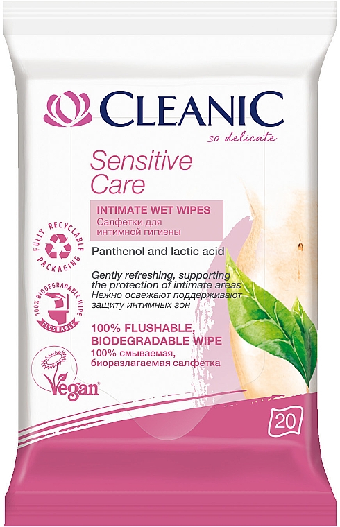 Салфетки для интимной гигиены, 20 шт. - Cleanic Sensitive Care Wipes