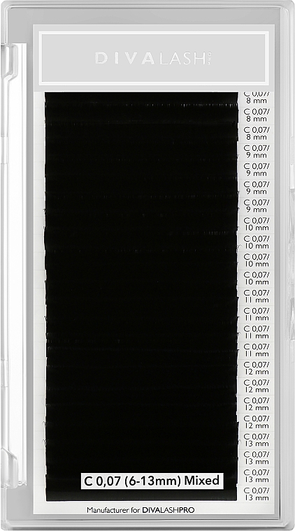 Вії С 0.07 (6-13мм), 25 ліній, чорні - Divalashpro — фото N1