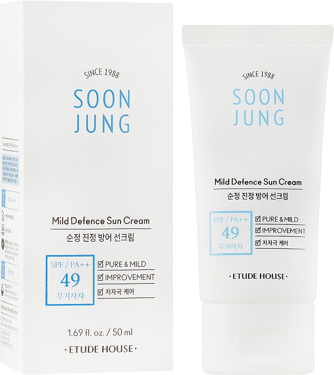 Солнцезащитный крем - Etude Soon Jung Mild Defence Sun Cream SPF49 PA++