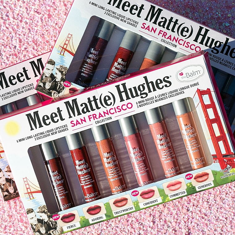 Набор жидких матовых помад - TheBalm Meet Matt(e) Hughes Mini Kit San Francisco (lipstick/6x1,2ml) — фото N7