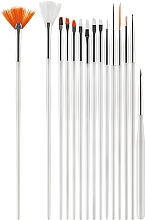 Набор кисточек для дизайна ногтей CS27W, белая ручка, 15 шт. - Cosmo Shop — фото N1