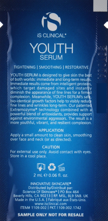 Омолоджувальна сироватка для обличчя - iS Clinical Youth Serum (пробник) — фото N2
