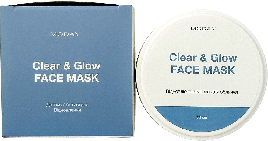 Відновлююча маска-антистрес для обличчя на основі цинку та азелаїнової кислоти - MODAY Clear & Glow Face Mask — фото N1