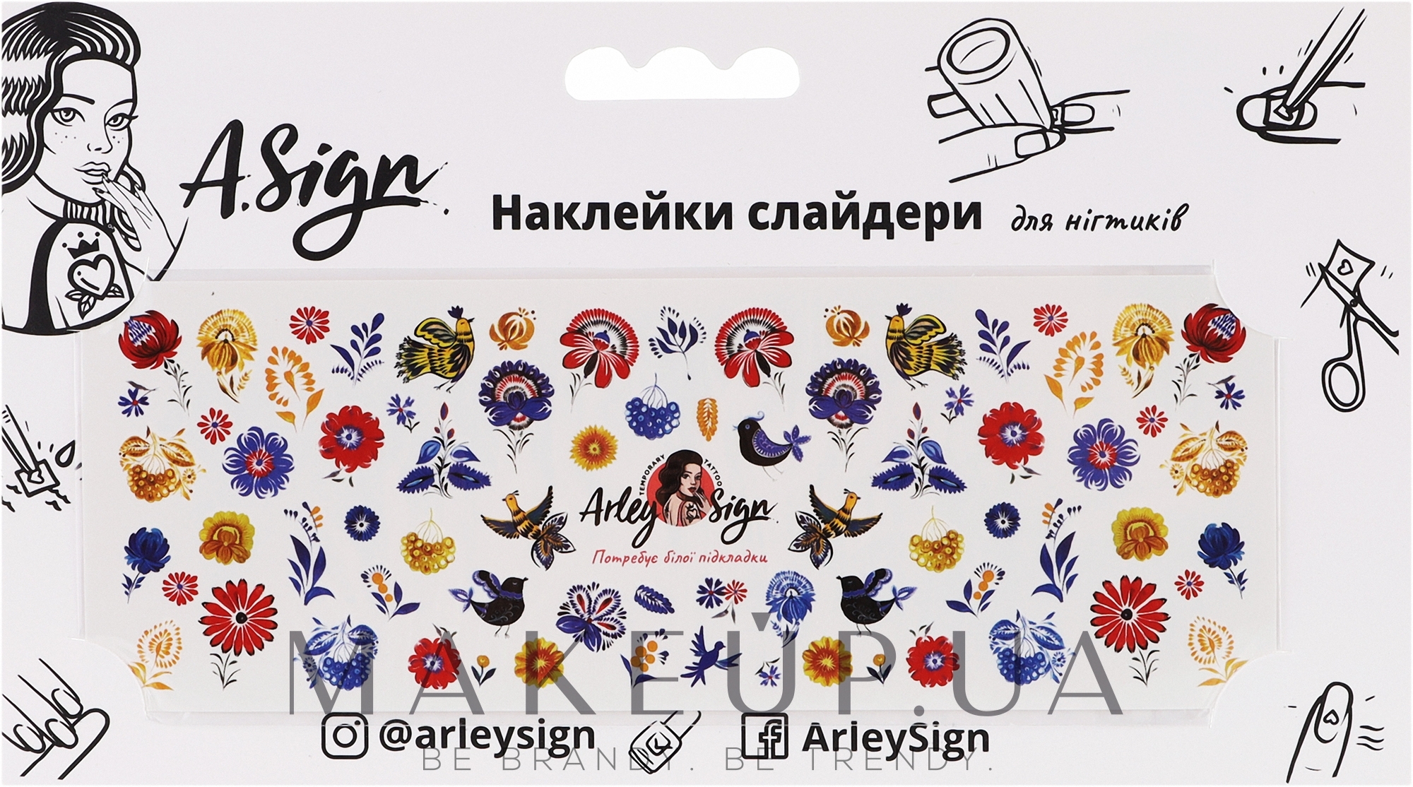 Наклейка-слайдер для ногтей "Петриковская роспись" - Arley Sign  — фото 3g