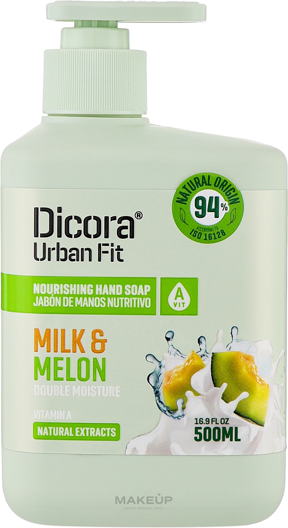 Питательное мыло для рук с витамином А "Молоко и дыня" - Dicora Urban Fit — фото 500ml