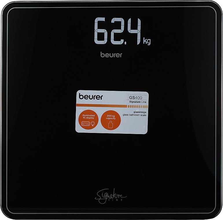 Черные стеклянные весы - Beurer GS 400 Signature Line Black — фото N1