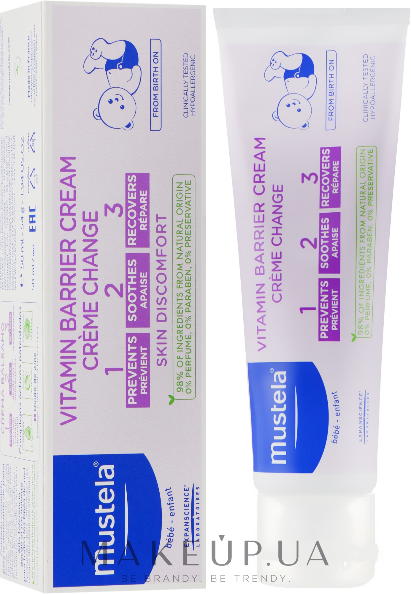 Вітамінізований захисний крем під підгузник 1 2 3 - Mustela Bebe 1 2 3 Vitamin Barrier Cream — фото 50ml