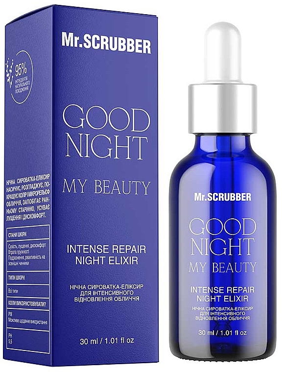 Нічна сироватка-еліксир для інтенсивного відновлення обличчя - Mr.Scrubber Good Night My Beauty — фото N2
